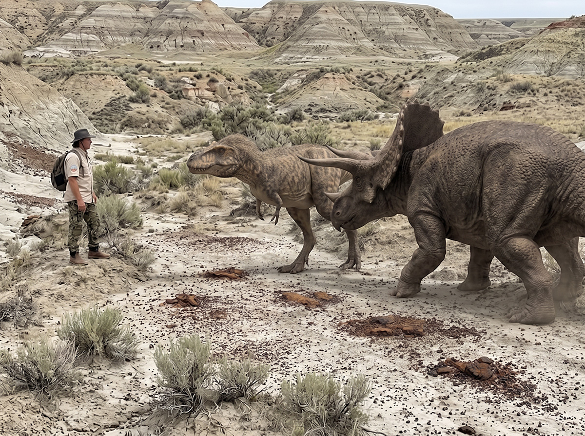 AI generated Theropod and Triceratops.jpg